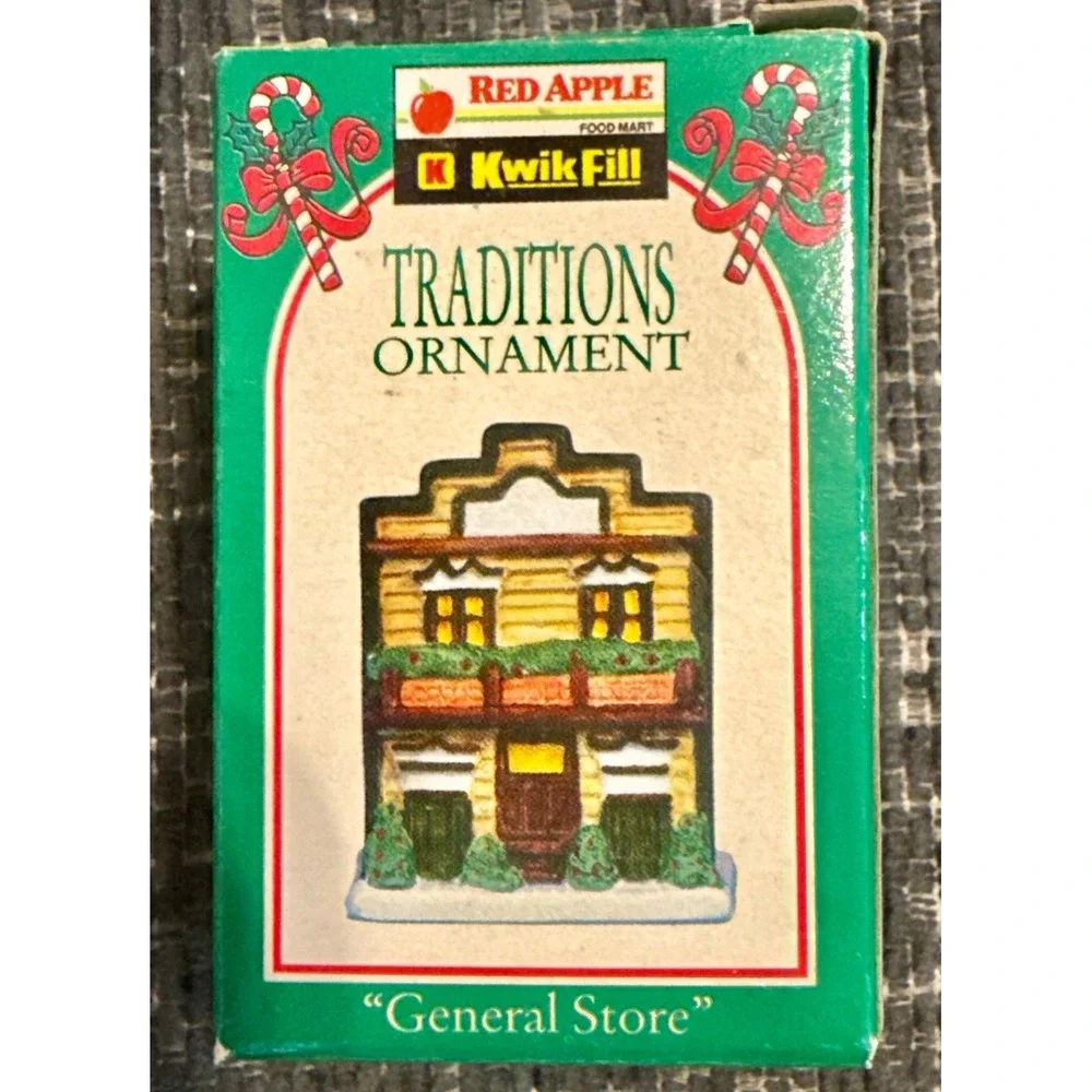 Kwik Fill General Store Ornament 1994 Ceramic Vintage Boxed (has chip)